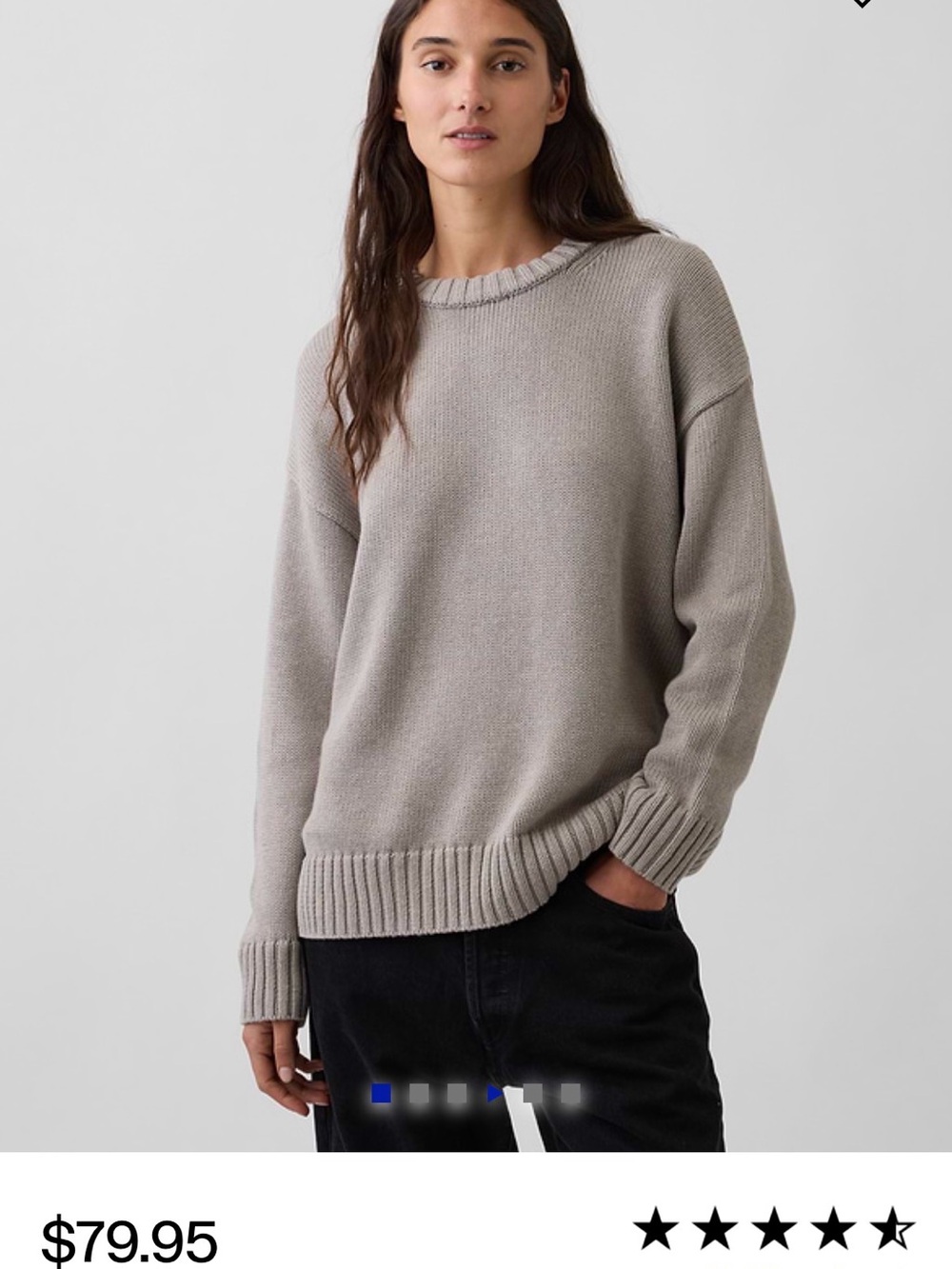 GAP 100% Cotton Oversized Crewneck Sweater in Light Taupe M